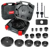 HYCHIKA 19 Gatenzagen Set met 13PCS 19mm-152mm zaagbladen, 2 doornen, 2 boorbeitels, 1 installatieplaat, 1 inbussleutel, perfect voor het boren van zacht hout, PVC-plaat en plastic plaat