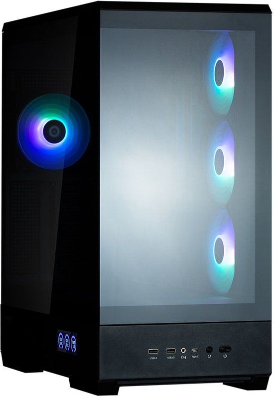 Panoramische ZALMAN P50 DS Midi-Tower ATX Zwart Gehard Glas