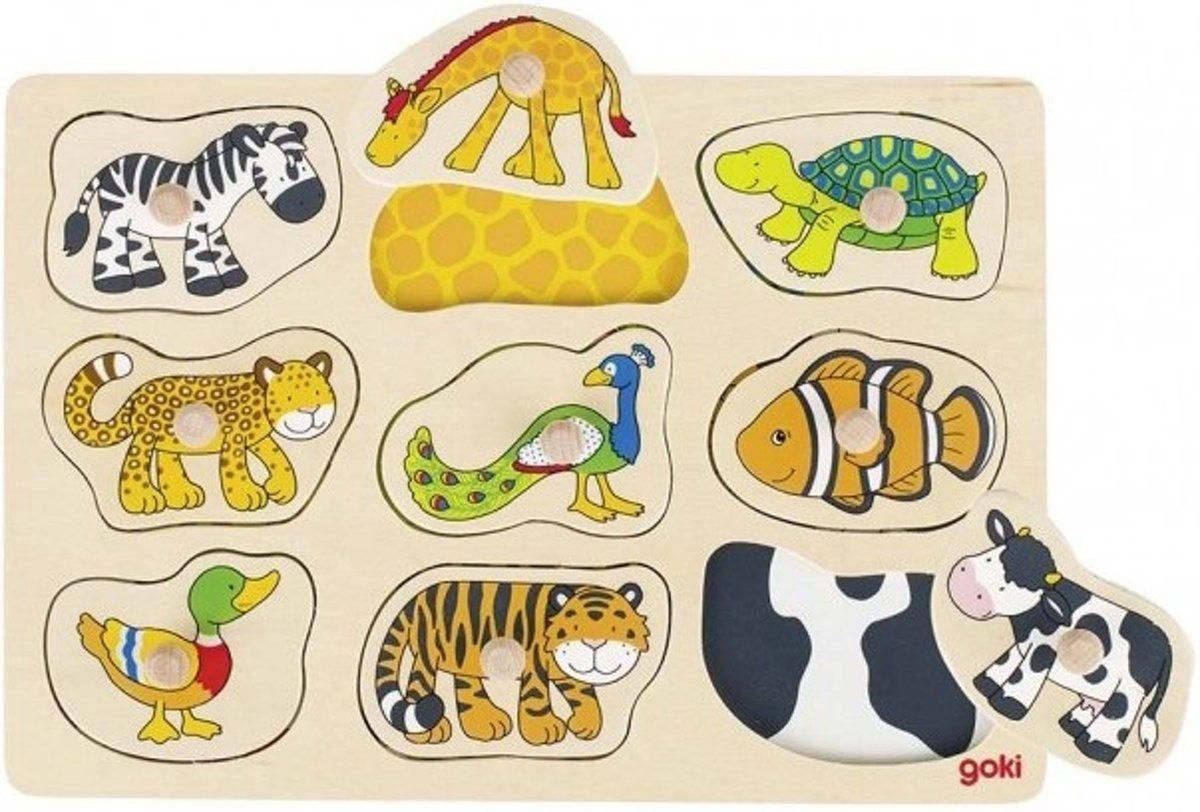Goki 9-Delige Puzzel Wat Hoort Waarbij - Hout - Multicolour