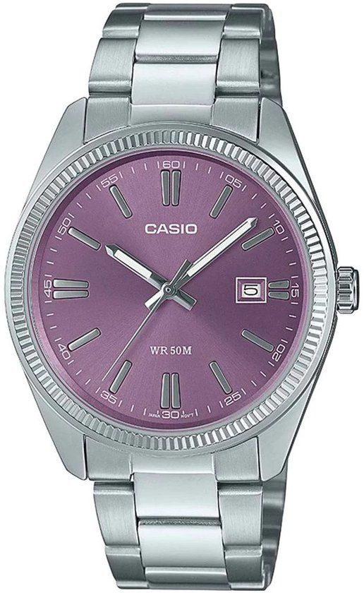 Casio Collection MTP-1302PD-6AVEF Herenhorloge - Zilverkleurig - Paars - 39 mm