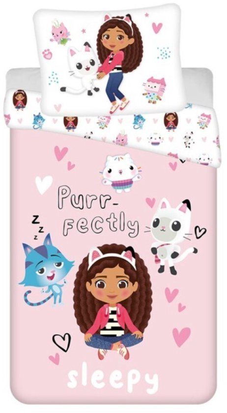 4KidsOnly Gabby's Dollhouse dekbedovertrek - Roze - Katoen - Eenpersoons