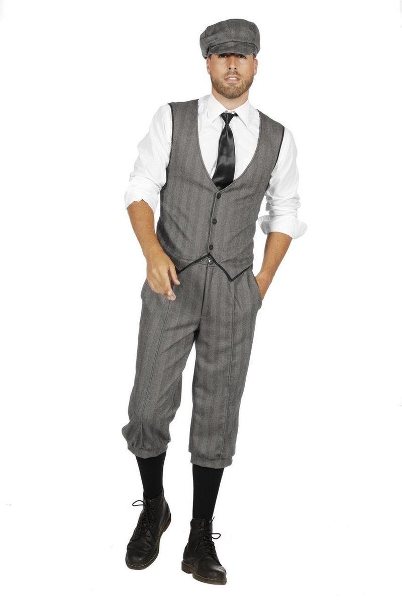 Wilbers Jaren 20 Danseressen Kostuum | Roaring 20s Set Finn Peaky Kuitboek | Man | Maat 46 | Carnaval kostuum | Verkleedkleding