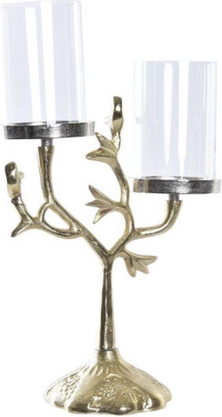 Kroonkandelaar DKD Home Decor Kristal Gouden Aluminium Vogels (29 x 15 x 48 cm)
