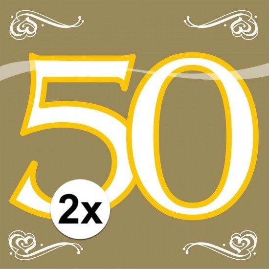 Folat 2x Servetten 50 jaar goud 20 stuks