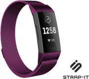 Strap-it Fitbit Charge 4 Milanese band - paars - Maat: S
