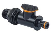 Tankdoorvoer GASMIS Tankdoorvoer met afsluitkraan, 3/4 inch stekker 26 mm – voor regenwateropvangbak, wanddoorvoer met moer en afdichting, 1 stuk