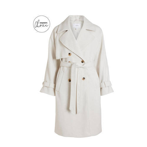 VILA VILA gemêleerde trenchcoat jas VILANDRA van gerecycled polyester offwhite