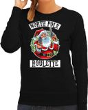 Bellatio Decorations Northpole Foute Kerst sweater / kersttrui roulette zwart voor dames - M