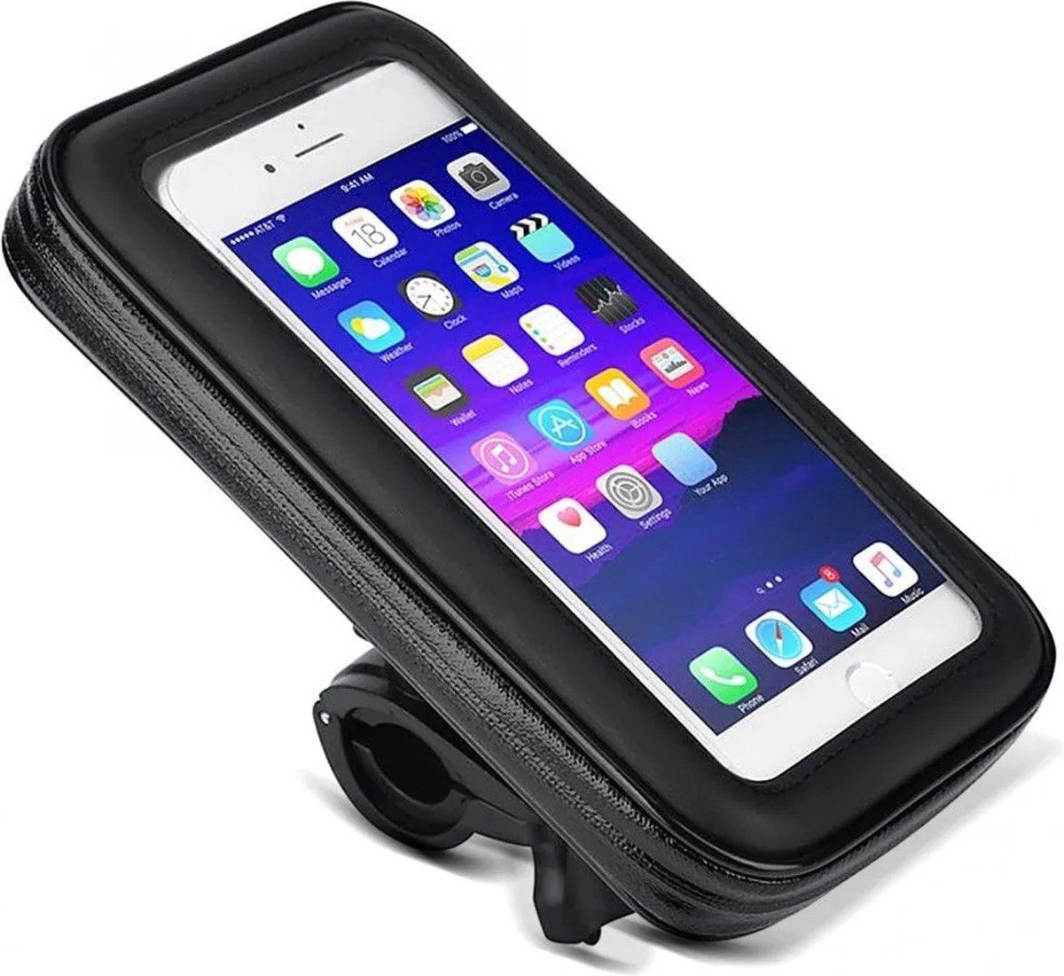 CoverMore Telefoonhouder Fiets - GSM Houder Fiets - Telefoonhouder Fiets Waterdicht - 360° Rotatie - Zwart