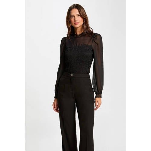 Morgan 251-twist bodysuit voor dames, zwart.