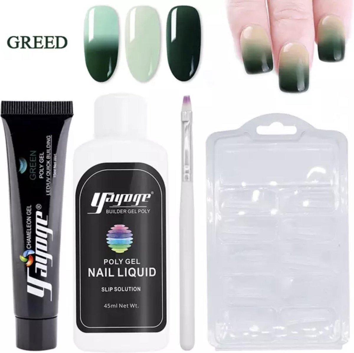 Yayoge chameleon polygel kleur groen zonder lamp polygel starterpakket polygel starters kit nail art