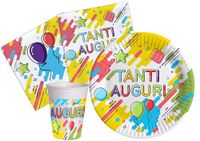 Tableware Tanti Auguri Fun Tableware Party Pack for 24 People (88 pcs)