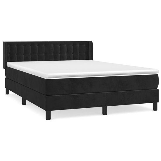 vidaXL Boxspring met matras fluweel zwart 140x200 cm