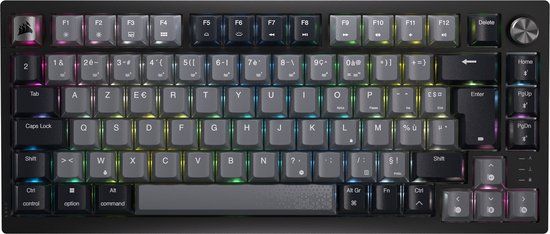Corsair K65 Plus Wireless Mechanical Keyboard - 75% - RGB - Corsair MLX Red - FR Azerty - Black/Grey