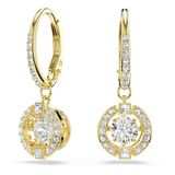 Swarovski Una Angelic Hangoorbellen, Rond Slijpsel, Wit, 18 Karaat Gouden Afwerking
