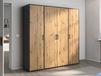 VOLTARI Armoire 4 portes chêne artisan/gris métallique