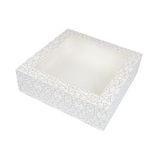 50 Thepack 50 stuks - koekdozen met venster 250 g/m2 + Opp 32 x 32 x 10 cm wit gegolfd karton nano-micro