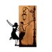 Elegant decoratief houten wandaccessoire, walnoot en zwart, 42 x 58 x 3 cm