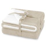 AmeliaHome Deken 130x180 cm delicate stiksels Sherpa lamsvel look woondeken Shleepy beige