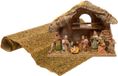 Decoris Complete kerststal - 8 beelden - hout en polystone - ondergrond 38 cm