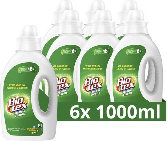 BIOTEX 6x Biotex Vloeibaar Wasmiddel Handwas & Inweek 1 liter