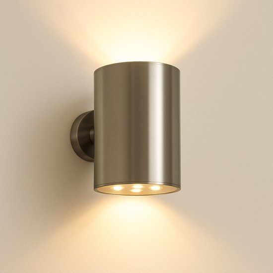 ZOLUNA Solar Wandlamp NOOR RVS - Tuinverlichting op Zonneenergie – Warm Wit Up & Down Light – IP54