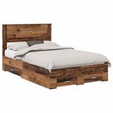 vidaXL Bedframe met lade en opslag Oudhout 120 x 190 cm Bewerkt hout