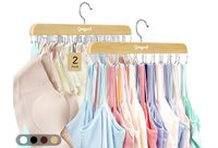 Gomyrod BH-hanger voor kast, tanktophanger met 20 haken, opvouwbare houten ruimtebesparende hanger, 360 ° draaibare kastorganisatoren en opslag voor slaapzaal en appartement voor beha-sjaalbanden (2