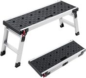 VEVOR Opvouwbaar werkplatform van aluminium, 910 x 310 x 420 mm, draagvermogen 226,8 kg, draagbare opstapbank met gestructureerd oppervlak en gaten voor gereedschap voor schilderen, doe-het-zelvers