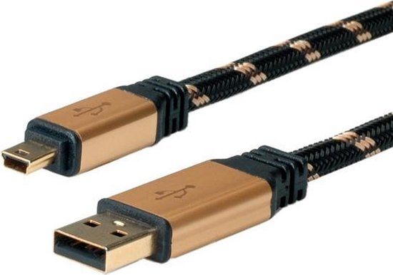 Roline USB Mini B naar USB-A kabel - USB2.0 - 1,8 meter - zwart