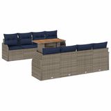 vidaXL Banc de jardin 7 pièces gris et bleu marine
