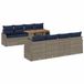 vidaXL Tuinbank Set 7-delig Grijs en Marineblauw
