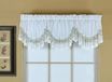 Today's Curtain, Vintage macramé organza halve maan 18", wit/blauw, 58" B x 18" L