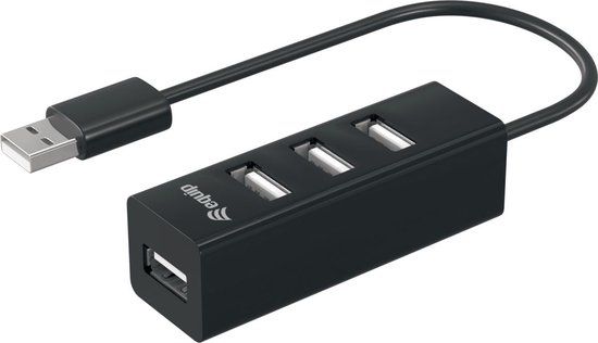 Equip 128955 USB 2.0 Hub, 480 Mbit/s, Zwart