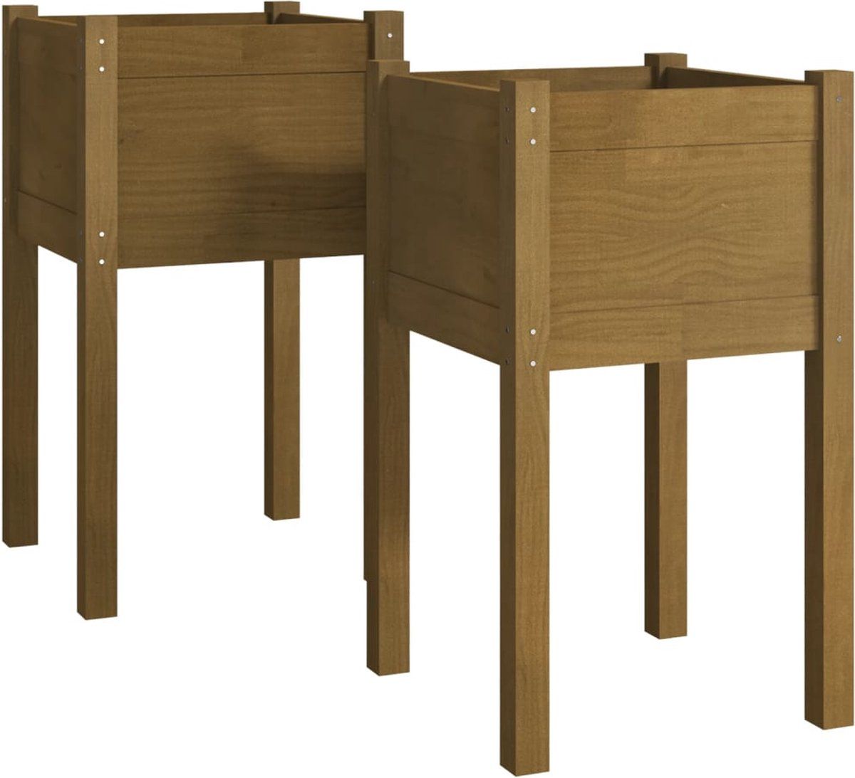 vidaXL Plantenbakken 2 st 40x40x70 cm massief grenenhout honingbruin