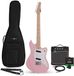 Gear4music Seattle elektrische gitaar roze, 10 W gitaarversterker en accessoirepakket