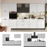 Vicco Complete keukeneenheid Fame-Line, Wit Landhuis/Antraciet, 340 cm zonder werkblad