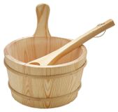 Houten Sauna Emmer en Lepel Set 4 Liter