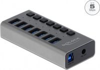 Delock USB hub met 7 poorten, USB 3.0, grijs