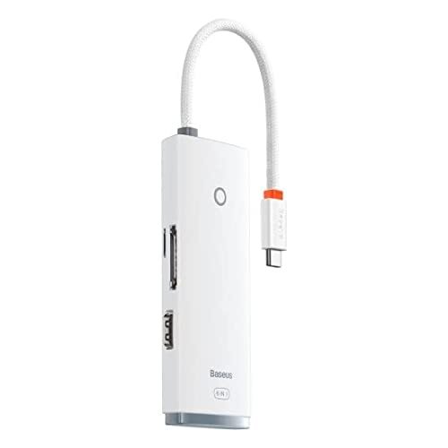 BASEUS HUB Lite Series 5-in-1 Multifunctional (Type-C to 2x USB 3.0 / Type-C/HDMI 1.4 / SD/TF) White (WKQX050002)