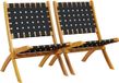 vidaXL Opklapbare stoelen, 2 stuks, zwart, massief acaciahout en stof.