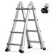 VEVOR Telescopische ladder met A-frame, compacte aluminium uittrekbare ladder, multifunctioneel, voor huiswerk, trappen, binnen- en buitendaken, 150 kg draagkracht