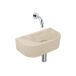 QeramiQ Fuente robinetterie de lavabo – demi-ronde – 40x21.5x12 cm – céramique beige – robinet chromé – nervuré