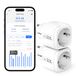 Meross Wifi-stopcontact met Bediening op Afstand & Energiemeting | Wifi-stopcontact compatibel met Alexa & Google Home, timer & bediening via app, energieverbruiksanalyse, 16A, 2 stuks