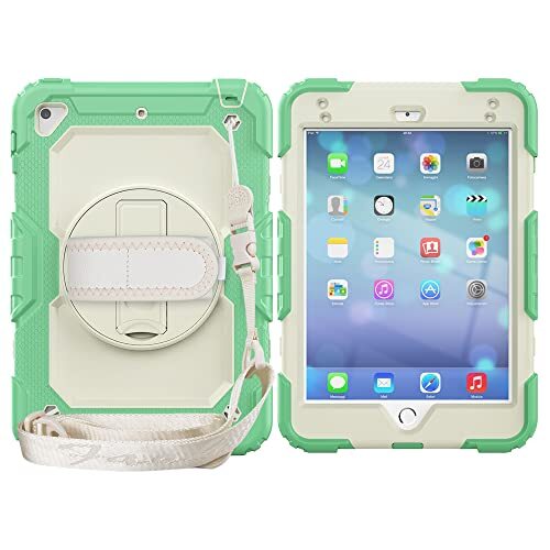 Tycolit Beschermhoes voor iPad Mini 5 2019/Mini 4, rondom bescherming, bescherming tegen vallen en stoten, met 360 draaibare houder, voor iPad Mini 5/4, beschermhoes voor tablet (groen)