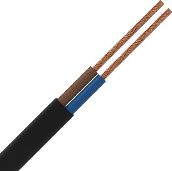BES LED VMVL Kabel - Stroomkabel - 2x0.75mm - 2 Aderig - 20 Meter - H03VV-F - Zwart
