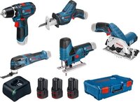 Bosch Professional 5-delige 12V Toolkit - Accu boor, cirkelzaag, decoupeerzaag, reciprozaag & multitool - 3x 3.0Ah in XL-Boxx