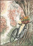 Borduurset Lanarte Borduurpakket - Borduurset - Borduurpakket volwassenen - Telpakket kit - 22 x 33cm - Fiets met bloemenmandje - PN-0171414