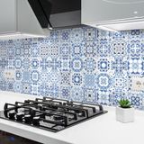 Ambiance Sticker Zelfklevende tegelmuurstickers voor keuken en badkamer - 24 cementtegelstickers, Azulejos Triano-stijl - 24 stickers, 10x10 cm