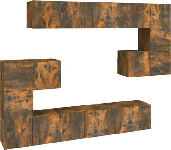 vidaXL 10-delige Tv-meubelset bewerkt hout gerookt eikenkleurig